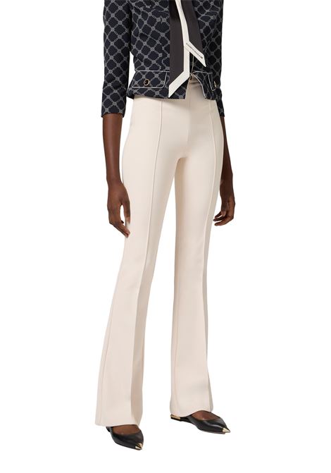 Crepe flared trousers with logo plaque ELISABETTA FRANCHI | Trousers | PA07951E2193